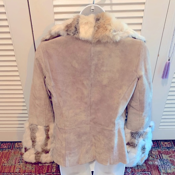 BeBe Cream Vintage Leather and Fur Snug Sexy Jacket - XS - Picture 6 of 8